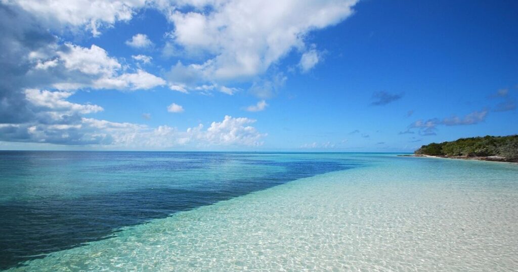 ライバルがいない広大なブルーオーシャンと水平線のイメージ